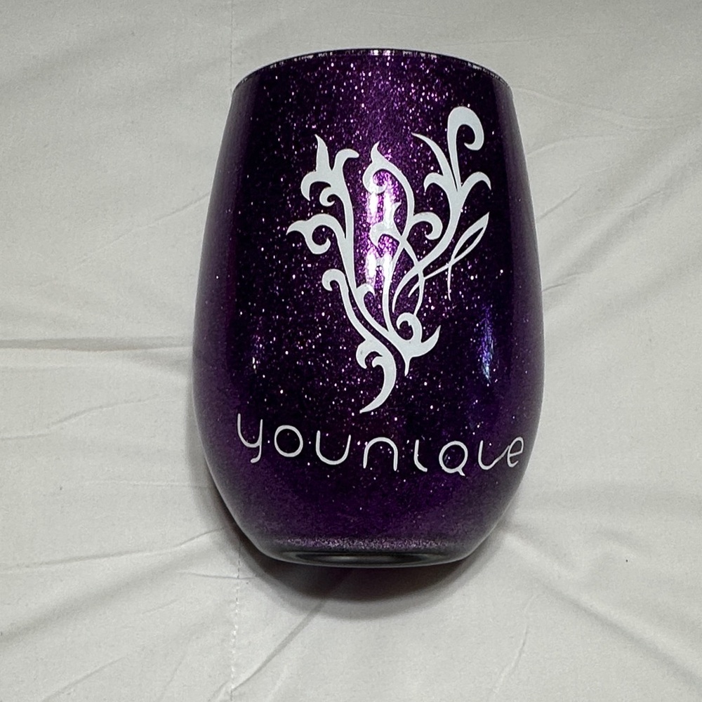 Younique Purple Glitter Decorative Stemless Vase